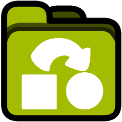 a folder containing a square with an arrow pointing from it to a circle, with a green background